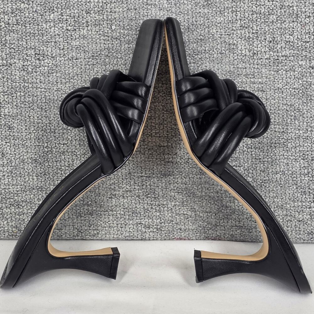 MARC FISHER LTD LEATHER KNOTTED HEELS – BLACK – SIZE 7.5M – SQUARE TOE - Picture 11 of 12